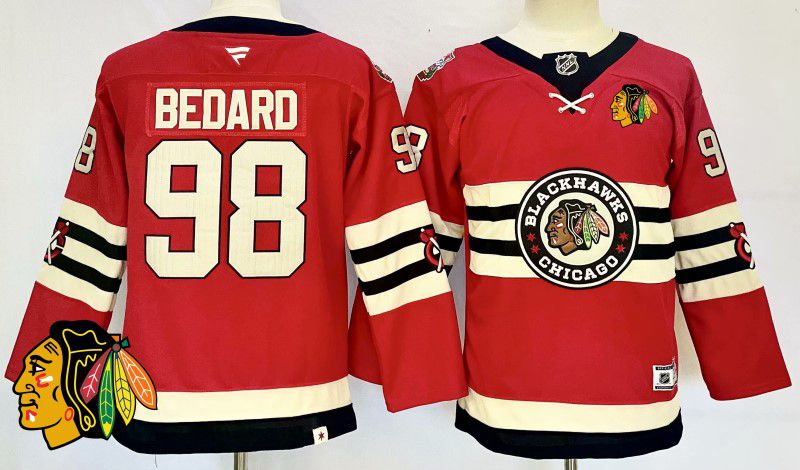 Men Chicago Blackhawks #98 Bedard Red Fanatics 2025 NHL Jersey style 1->chicago blackhawks->NHL Jersey
